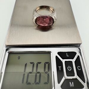 925 Ring in Beautiful Silver Setting size 9 Ring Pink Glass